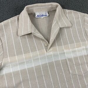 VTG Mr California Polo Shirt Mens Large Textured Knit Dagger Camp Collar 70s